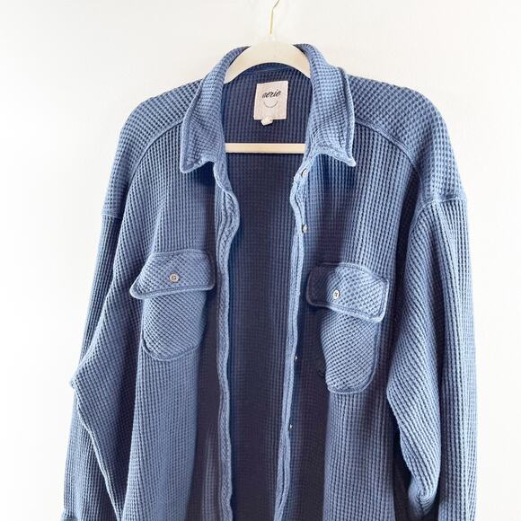 Aerie Navy Button Down Shirt - Picture 9 of 10